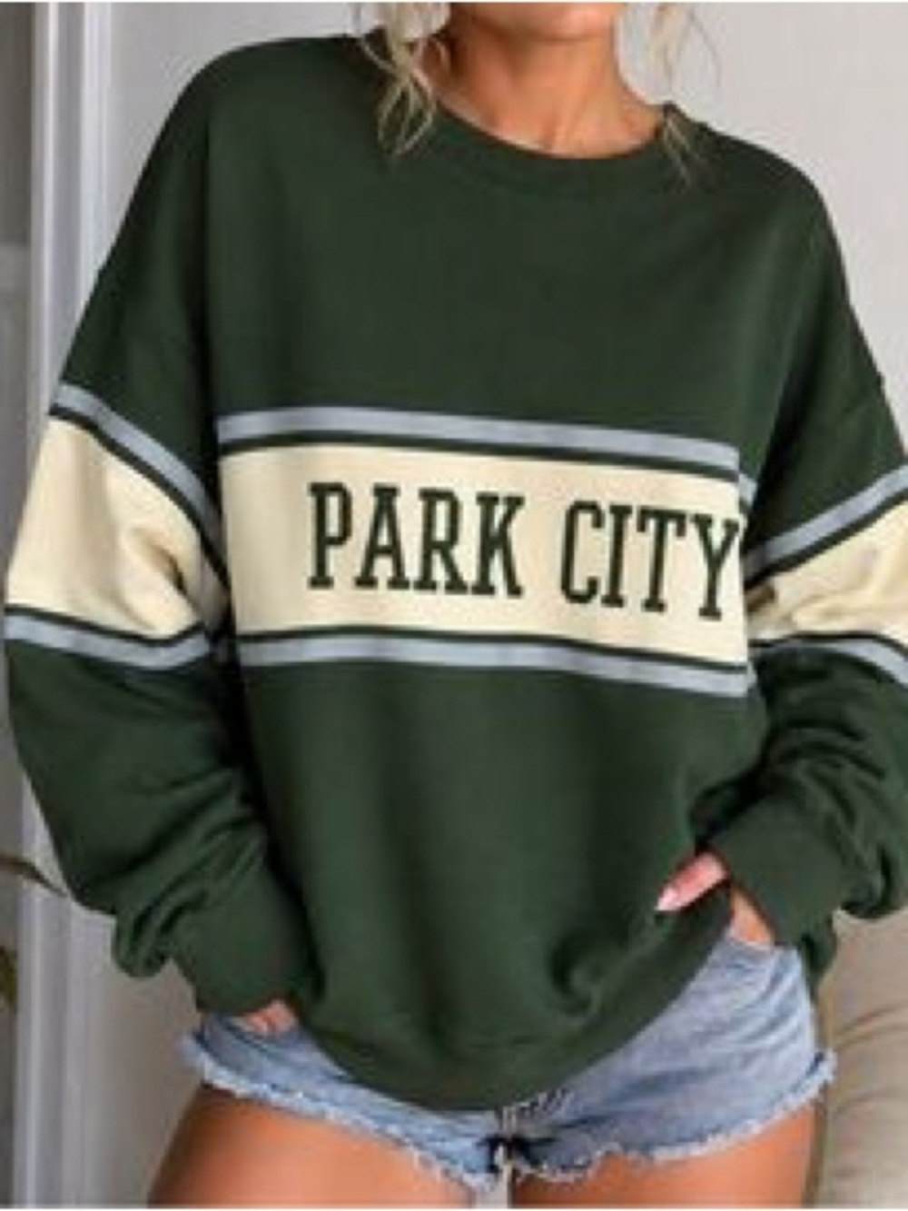 Park City Olive Green Crewneck Sweatshirt